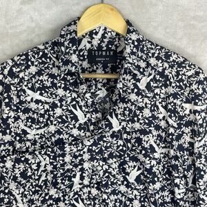 Topman Dove Long Sleeve Button Up Shirt Men's Small Monochrome Going Out Indie
